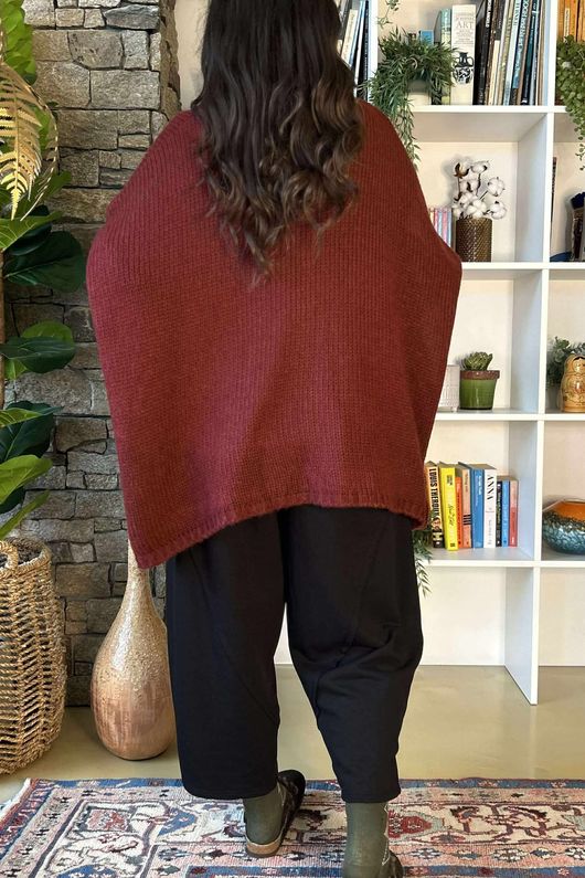 Inside Out Oversized Grunge Knit Burgundy